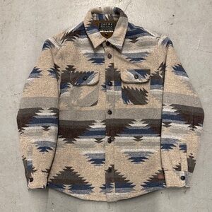 Jachs NY Southwestern Pattern Wool Blend Shirt Jacket - Taupe & Navy